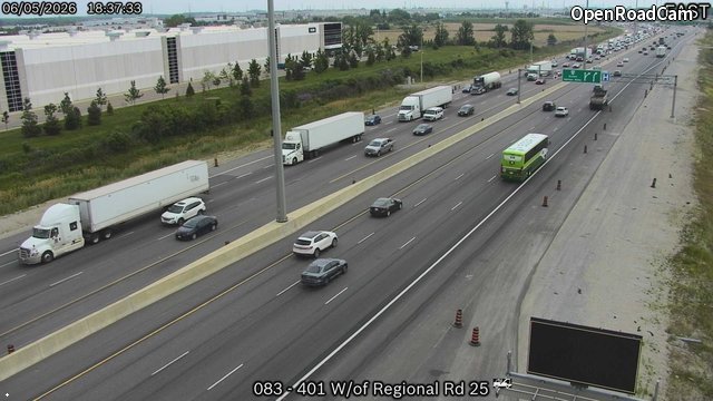 Highway 401 West of Regional Road 25